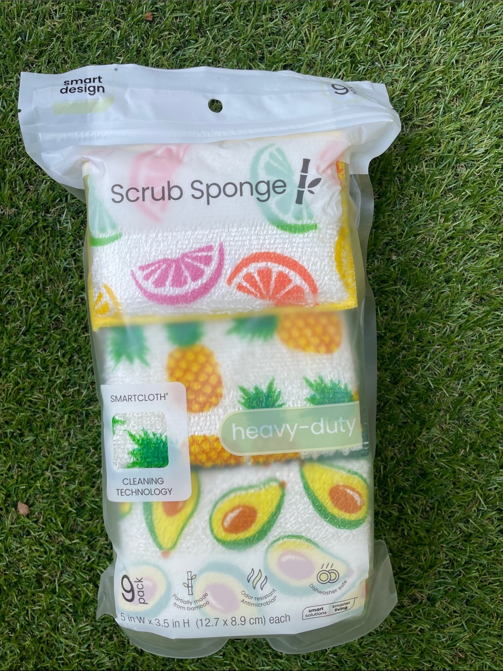Smart Design Scrub Sponge Set - Fruit Print (Avocado, Pineapple, Citrus)